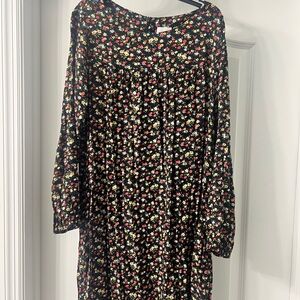 Hatch Maternity Black Floral Dress with Red, Yellow & White Blooms
